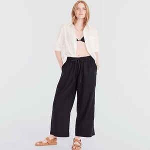 J.Crew Black Wide-Leg Linen Seaside Pants